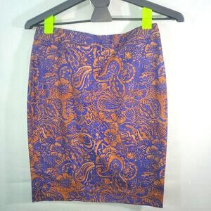 Ann Taylor Loft Floral Blue straight Womens Skirt Size 0